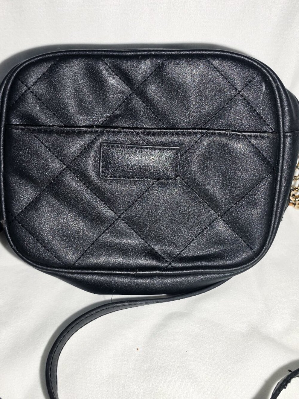 Kendall & Kylie Black Handbag gold chain Leather Small Satchel